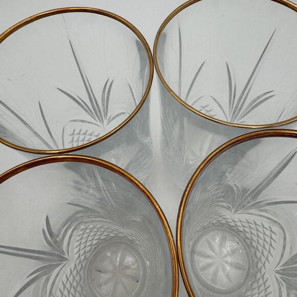 Set of 4 Salzburg Gold Highball Glasses by Cristal de Flandre 5.5" - Picture 6 of 7